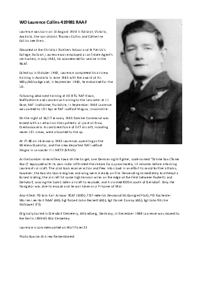 A preview of a PDF biography for Collins, Laurence